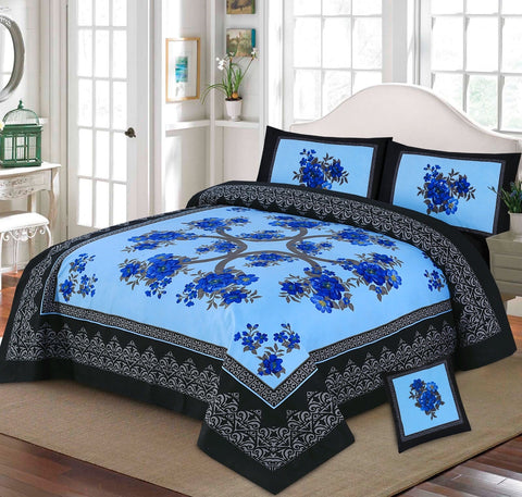 4-Piece Crystal Cotton King Size Bed Set with four side Border Panel