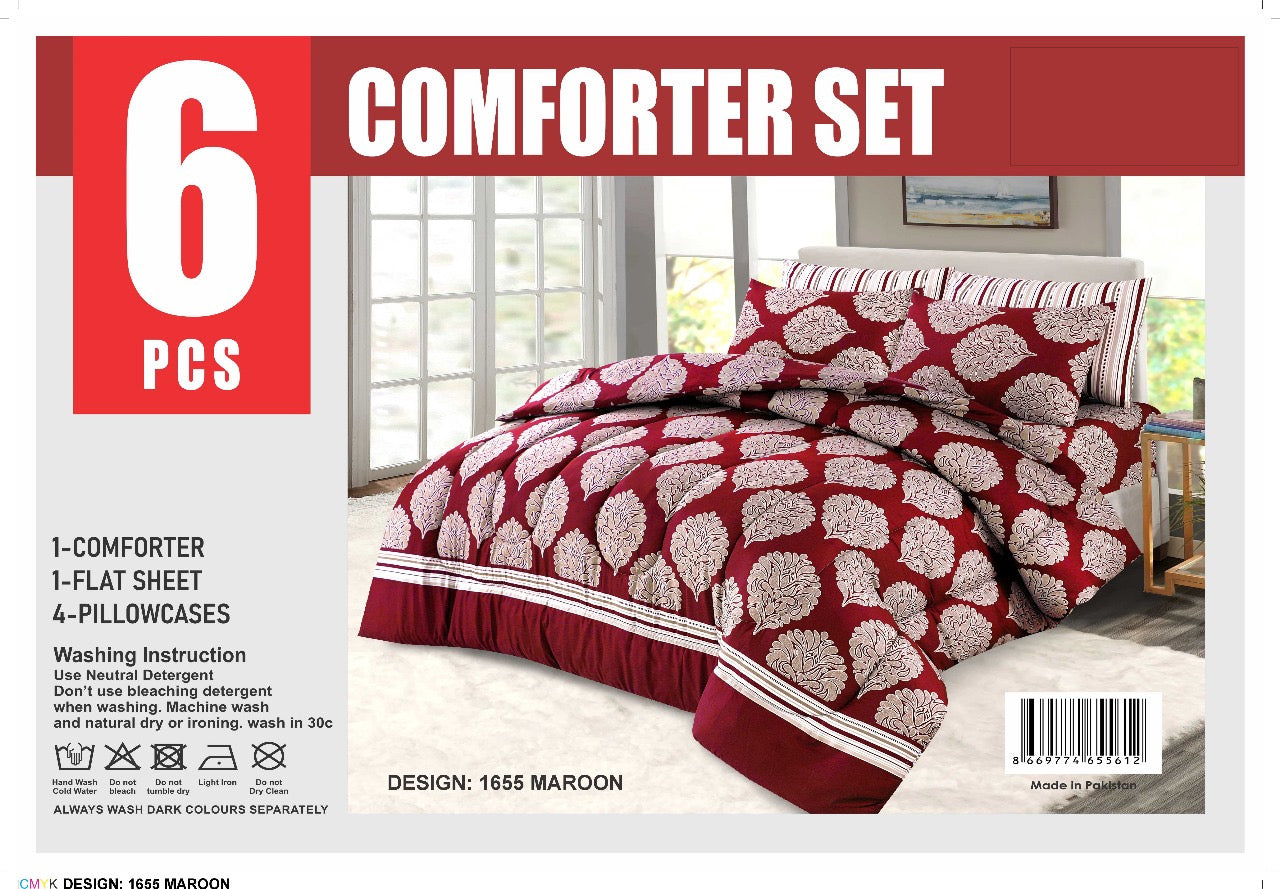 : 6-Pieces Comforter Set Buffy Overfilled Duvet Insert All Season Bedding Set Quilted, Winter Warm Fluffy(Double / King size)