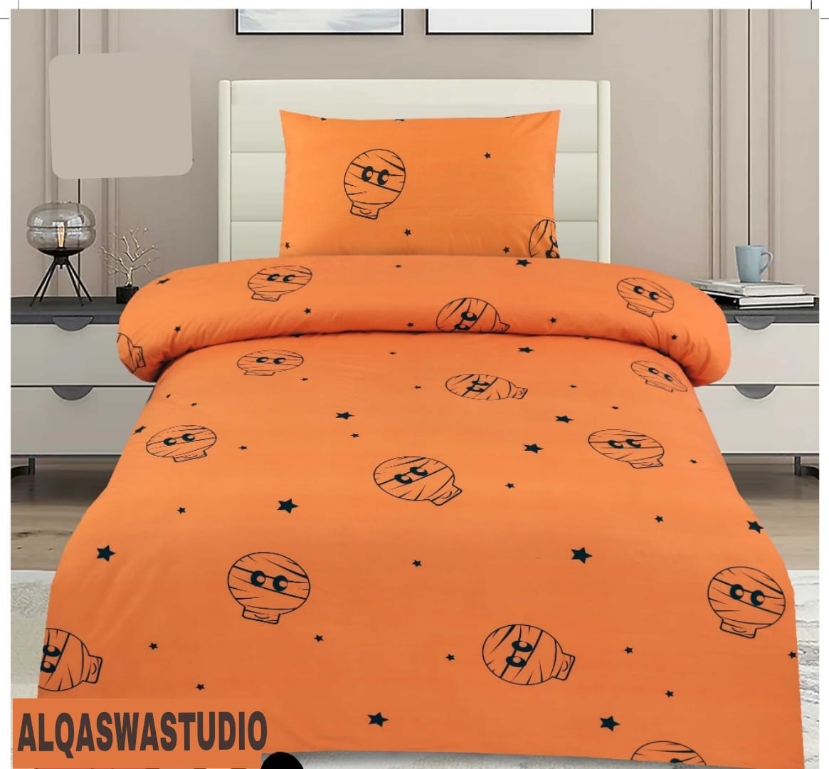 4-Pieces Cotton Printed Single Bedsheet Pair Single bed with 2 Pillow Covers Single bed set for Cotton Flat Sheets