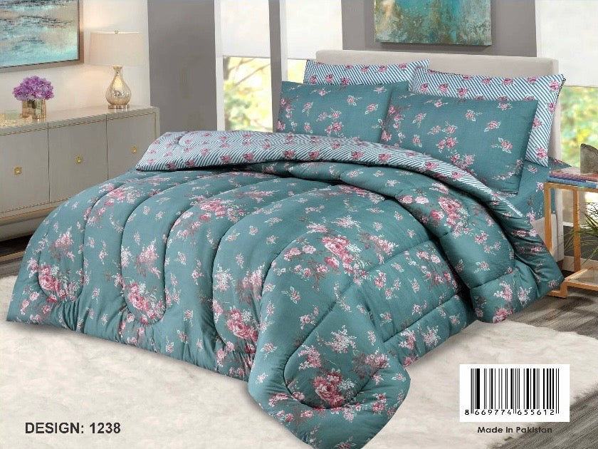 6-Pieces Comforter Set Buffy Overfilled Duvet Insert All Season Bedding Set Quilted, Winter Warm Fluffy(Double / King size)