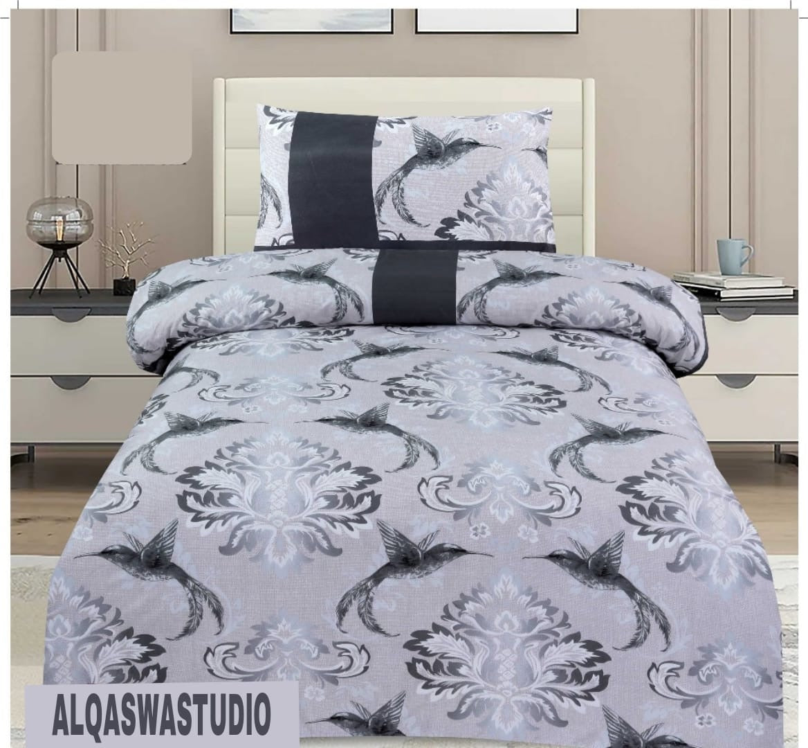 4-Pieces Cotton Printed Single Bedsheet Pair Single bed with 2 Pillow Covers Single bed set for Cotton Flat Sheets