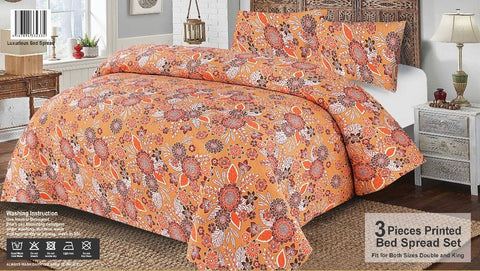 3-Pieces Luxury Printed Embossed Bedspread  King Size, - Super Soft, Wrinkle and Fade Resistant, microfibre