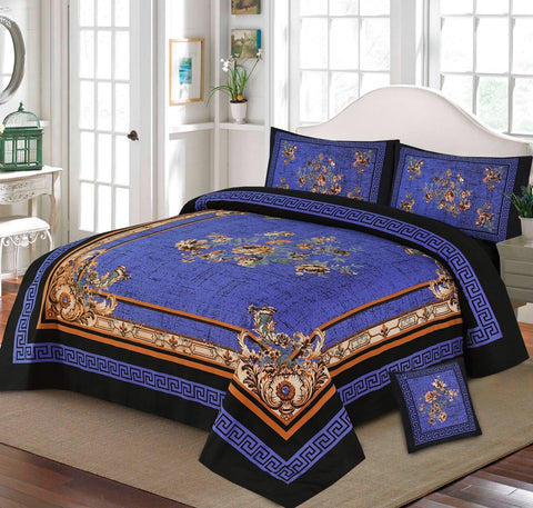 4-Piece Crystal Cotton King Size Bed Set with four side Border Panel