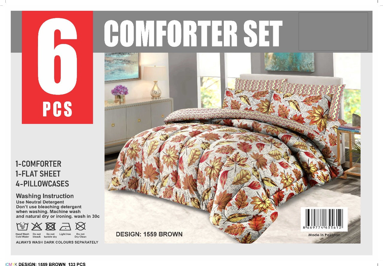 6-Pieces Comforter Set Buffy Overfilled Duvet Insert All Season Bedding Set Quilted, Winter Warm Fluffy(Double / King size)