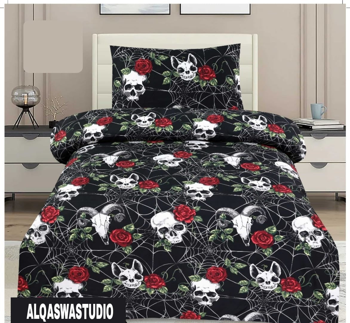 4-Pieces Cotton Printed Single Bedsheet Pair Single bed with 2 Pillow Covers Single bed set for Cotton Flat Sheets