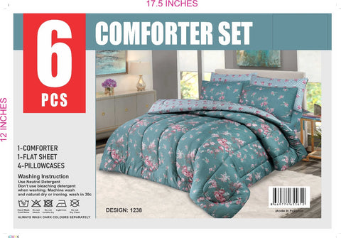 6-Pieces Comforter Set Buffy Overfilled Duvet Insert All Season Bedding Set Quilted, Winter Warm Fluffy(Double / King size)