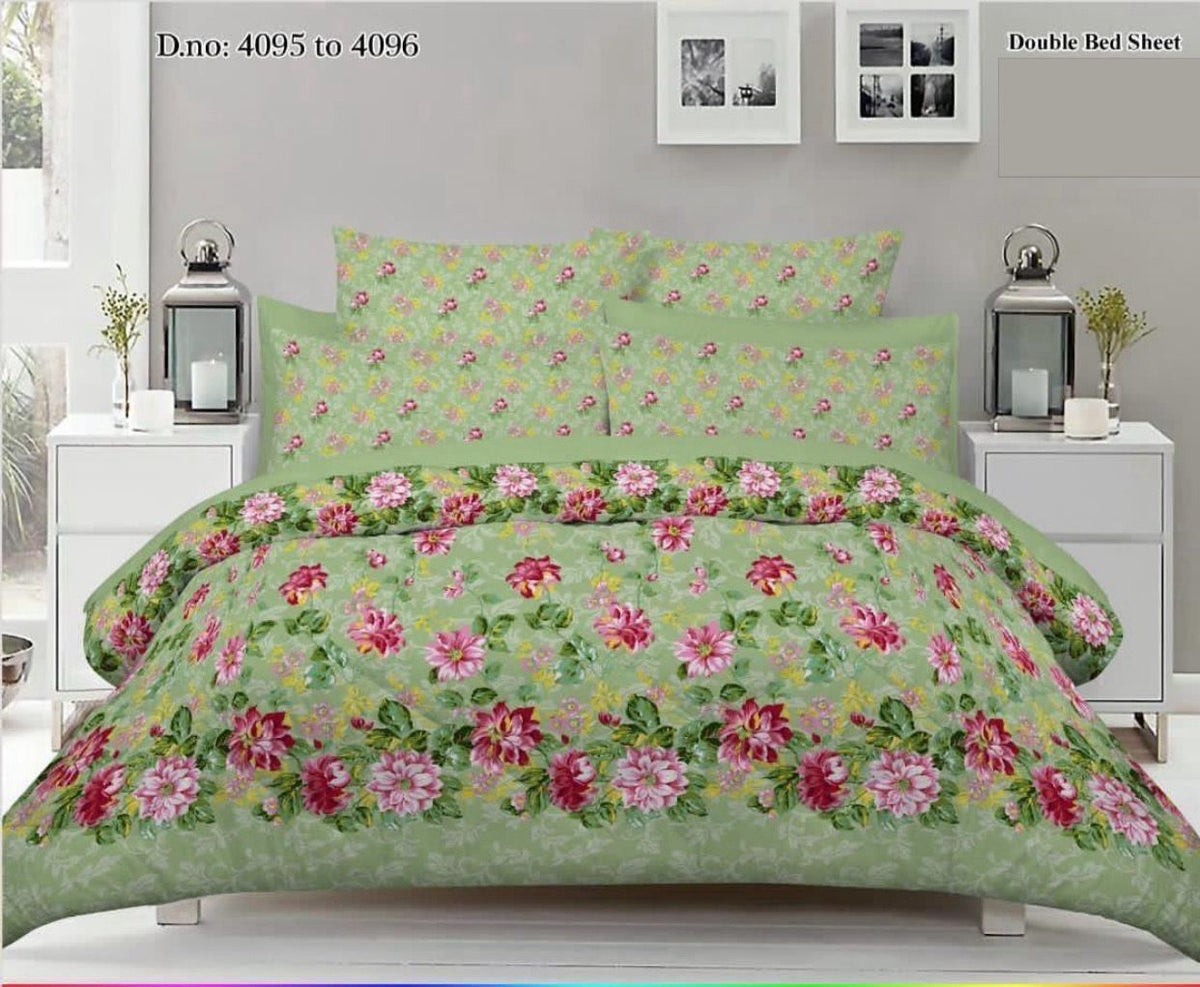 Dynasty 3/pcs Printed pure cotton bedsheet