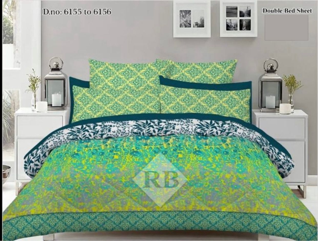 Dynasty 3/pcs Printed pure cotton bedsheet