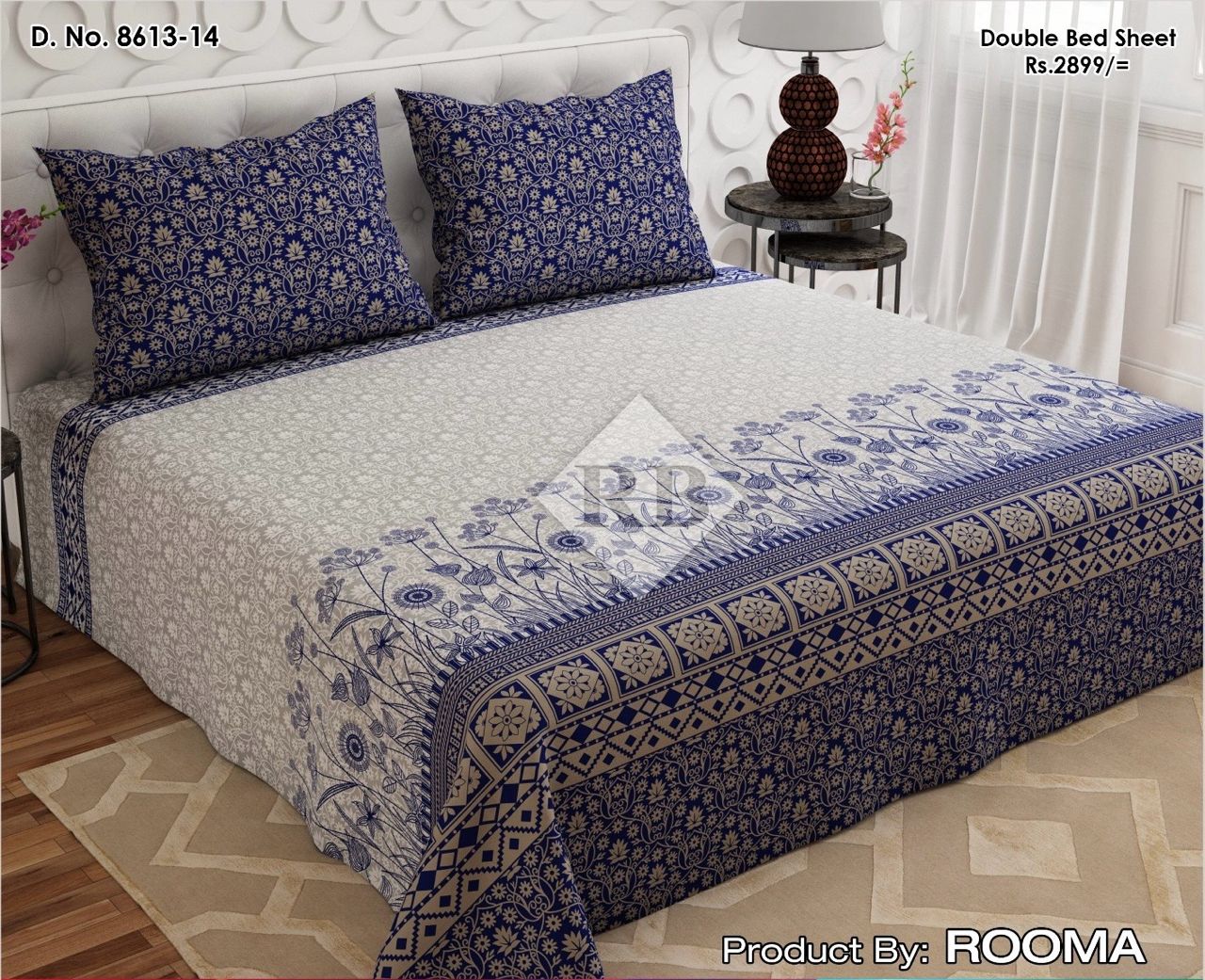 Dynasty 3/pcs Printed pure cotton bedsheet