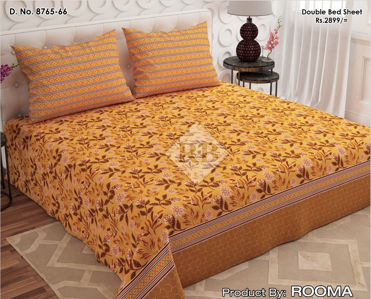 Dynasty 3/pcs Printed pure cotton bedsheet