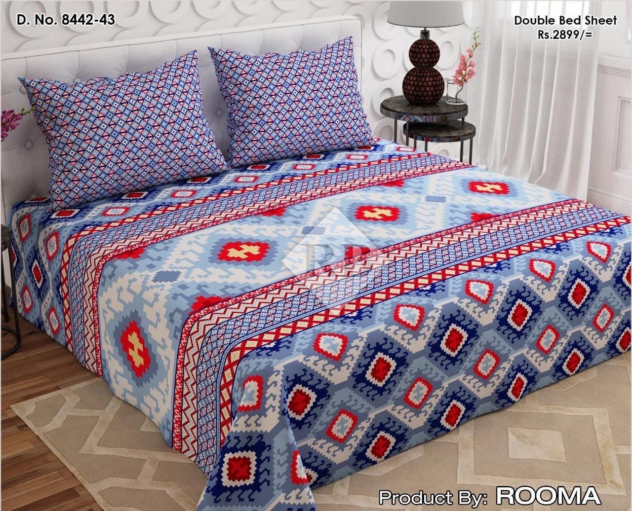 Dynasty 3/pcs Printed pure cotton bedsheet