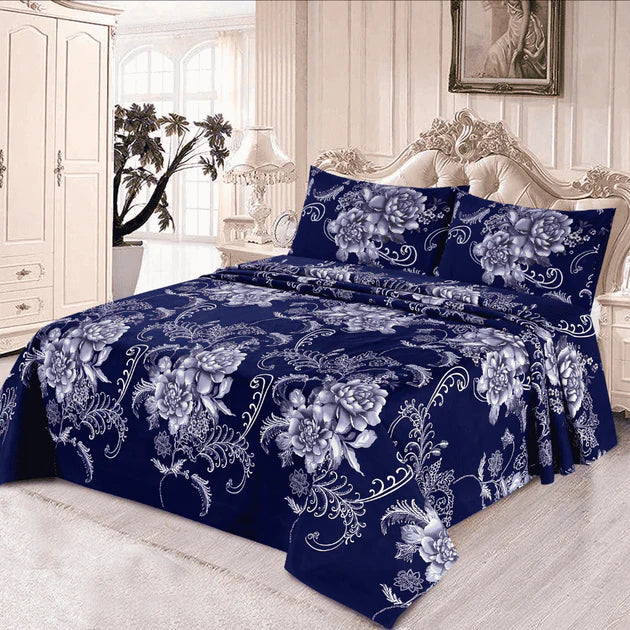 3-Piece Crystal Cotton king size double Bed Sheet Set life time guarantee