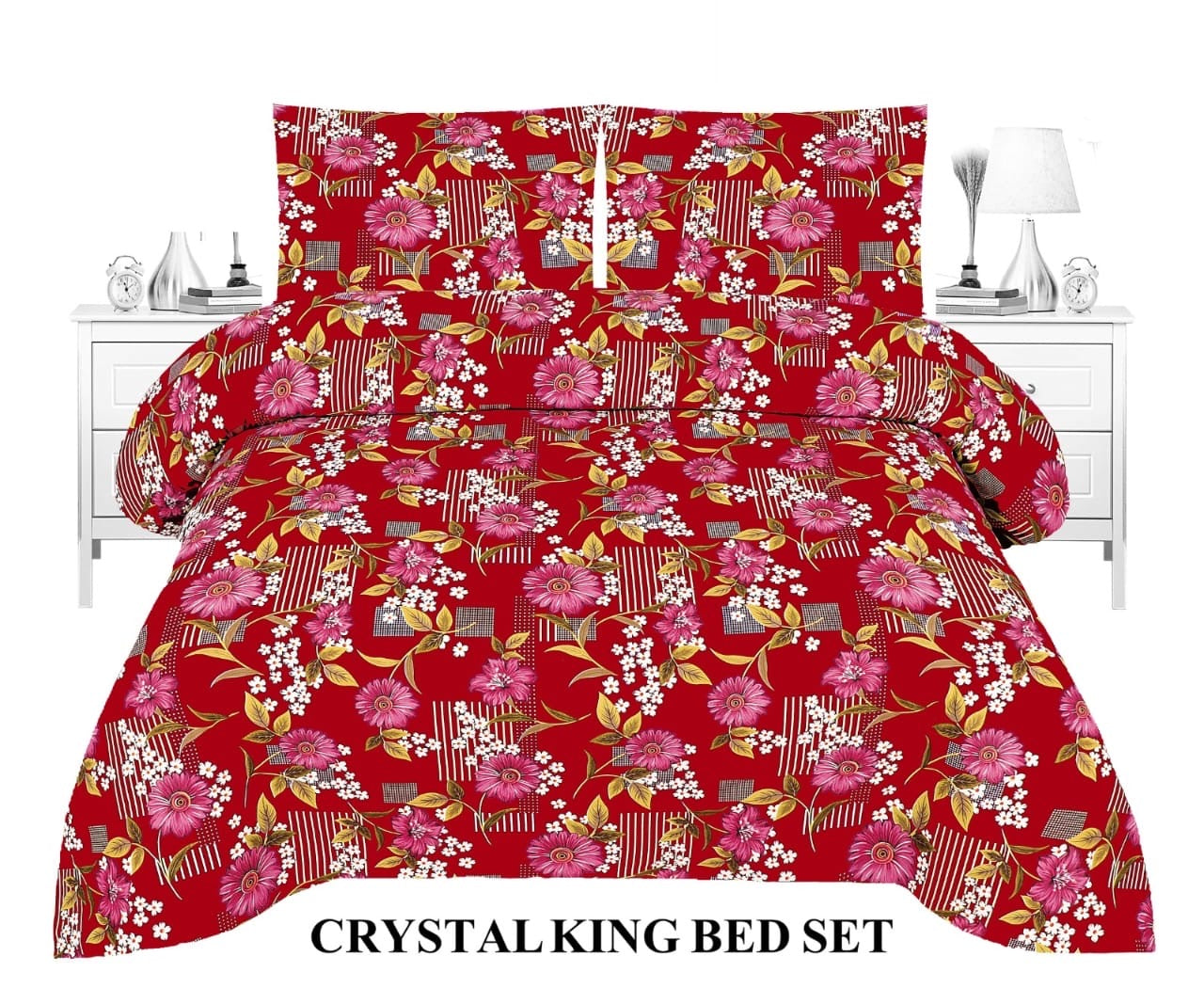 3-Piece Crystal Cotton king size double Bed Sheet Set life time guarantee