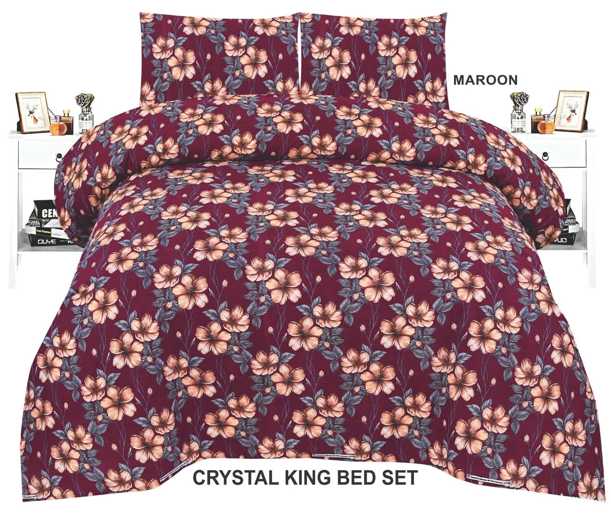 3-Piece Crystal Cotton king size double Bed Sheet Set life time guarantee