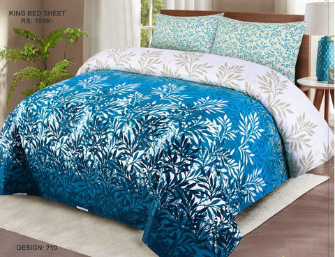 3-Pieces Cotton Printed King Size Bedsheet Double Bed with 2 Pillow Covers bedsheet for Double Bed Cotton Flat Sheet