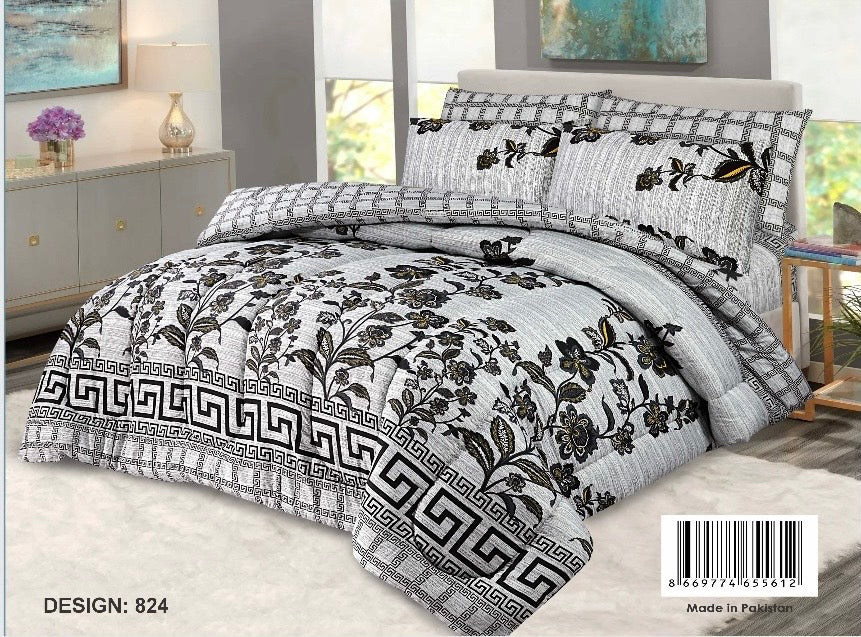 : 6-Pieces Comforter Set Buffy Overfilled Duvet Insert All Season Bedding Set Quilted, Winter Warm Fluffy(Double / King size)